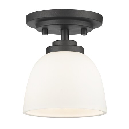 Z-Lite Ashton 1 Light Flush Mount, Bronze & Matte Opal 443F1-BRZ